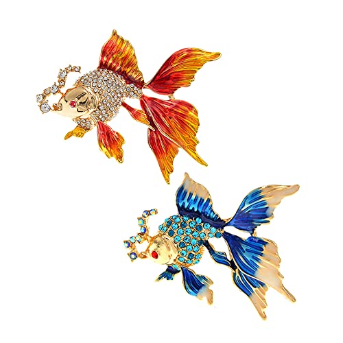 Image of Acxico 2Pcs Color Goldfish Brooch Women Student Party Cute Animal Fish Brooches Jewelry Accessories Holiday Gift