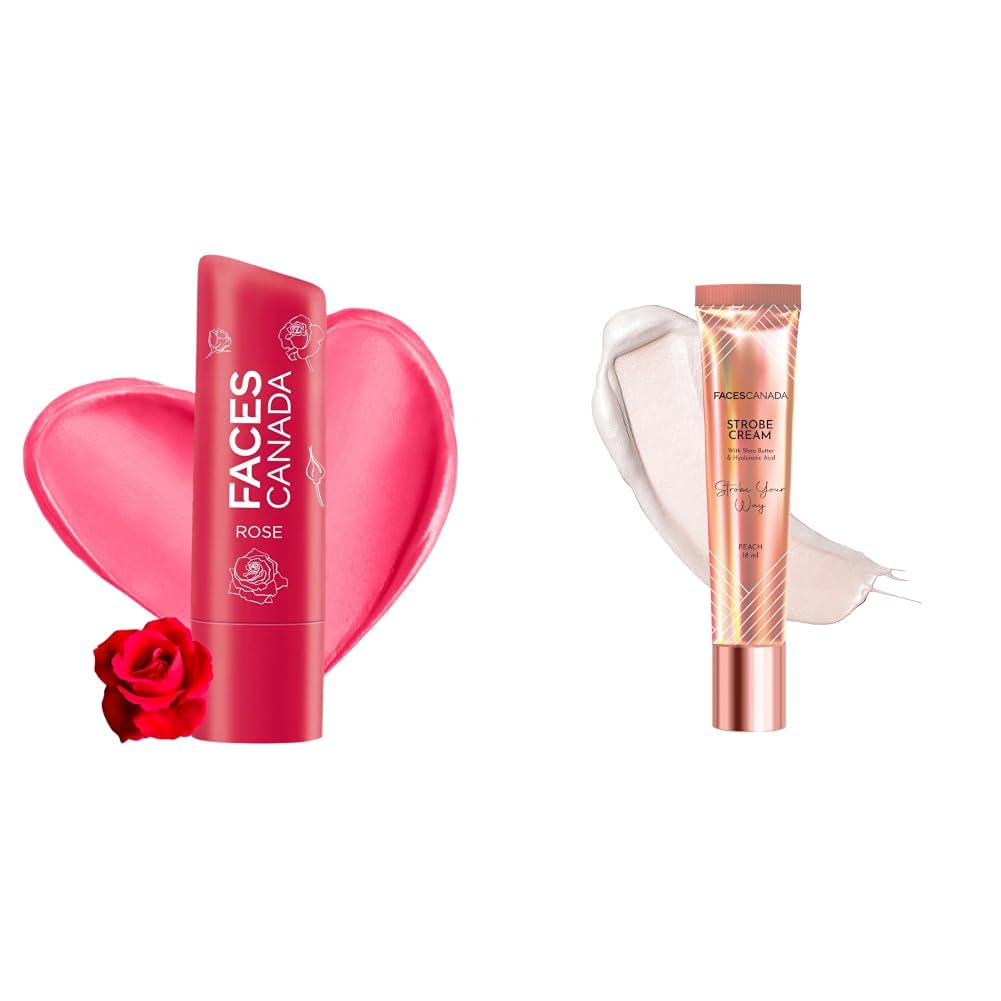 FACESCANADA Color Lip Balm - Rose Petal 03, 4.5g & Strobe Cream Mini- Peach, 18ml-image-35