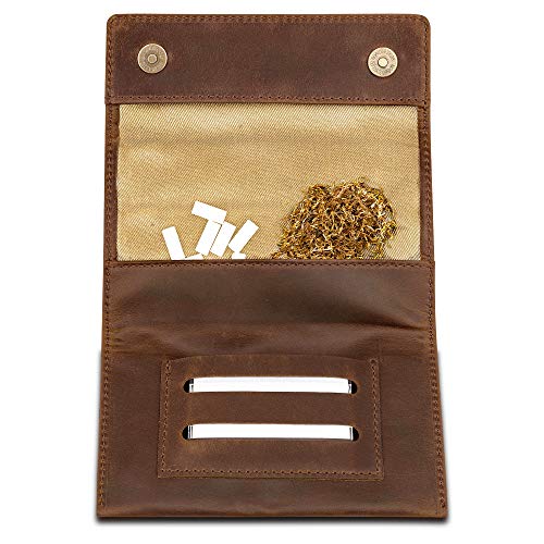 Bolsa de tabaco de piel auténtica para evitar pérdidas de accesorios