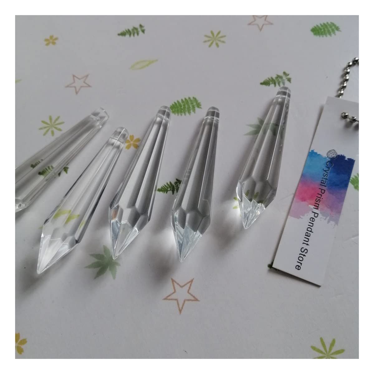 Artsim One Color Chandelier Crystal Prisms Pendants 5Pcs 65Mm Clear Crystal Icicle Tine Chandelier Lamp Prisms Pointed Pendant Lighting Parts Crystals Lighting Lamp Replacement Parts