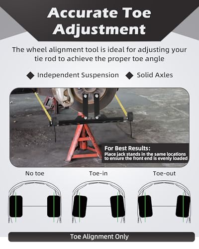 Image of Wheel Alignment Tool Plates, Toe Alignment Plates w /Two 5m Heavy Duty Tape Measures, Automotive Front End Alignment Tool, Fits Low-Profile Vehicles, Black