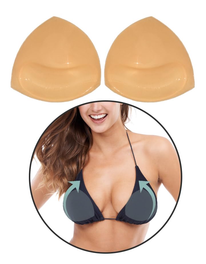 Cleavage Boosting Bra Cups Self Adhesive Bra Breast Inserts, Double Sided Adhesive Bra Cups- Cup Sizes A- DD Instant Volume and Breast Enhancing Cups Beige