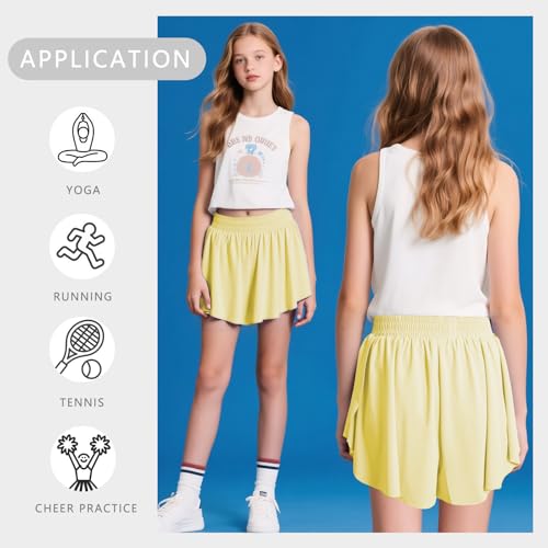 Girls Athletic Flowy Butterfly Shorts 2-in-1 Girls Skirts Skorts,Preppy Clothes for Tennis,Golf,Cheer Practice,Running Sports4