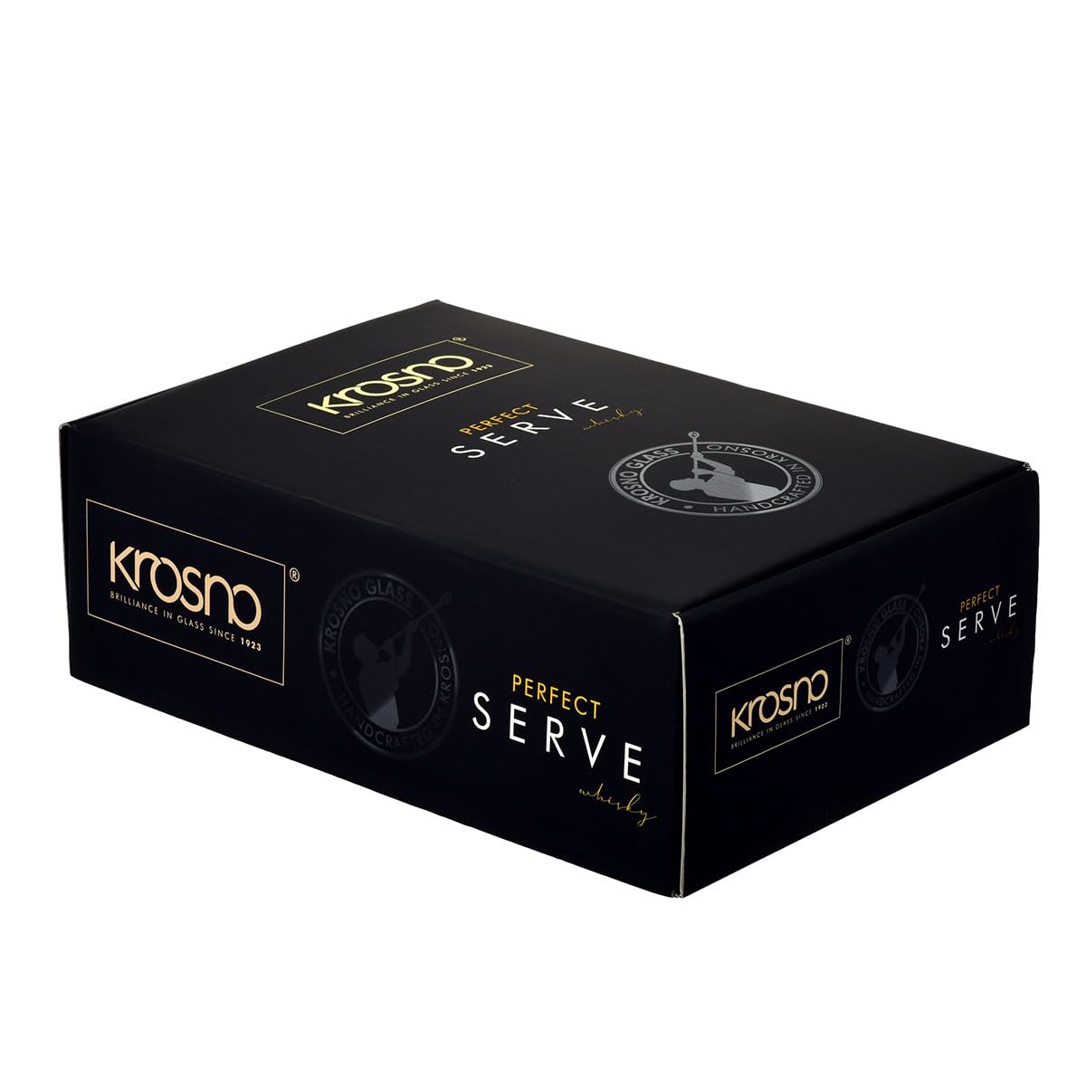 KROSNO Szklanki do whisky i szkockiej | Komplet 2 x 300 ml | Kolekcja Perfect Serve | Produkcja ręczna | Efektowne tłoczenie, Grube dno | Na prezent | Bezołowiowe szkło kryształowe | Mycie ręczne