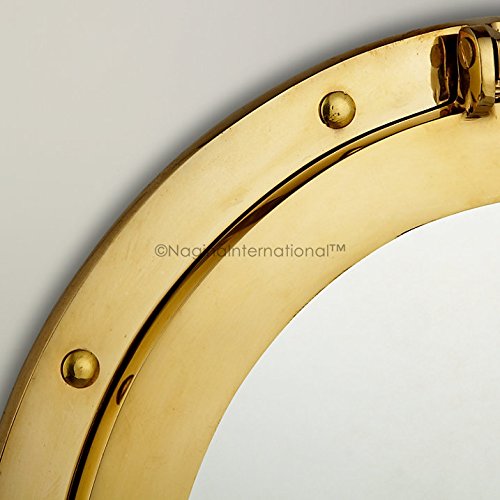 Nagina International Deluxe Nautical Brass Polished Porthole Mirror | Pirate's Boat Decorative Mirror | Captain's Maritime Beach Home Decor & Gifts (30 Inches) - Image 2