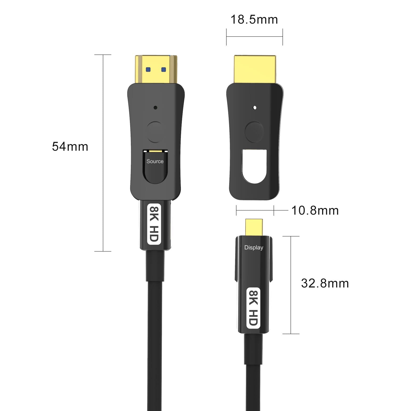 YIWENTEC Kabel światłowodowy HDMI 4k@60Hz HDCP2.2 4:4:4 wysoka prędkość 18 Gb/s HDR 3D 4K2K HDMI optyczny kabel światłowodowy z micro HDMI typu pull (20 m, 4K)