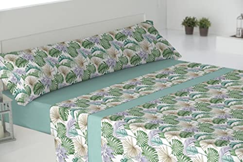 Donegal Collections - Juego de Sábanas Tres Piezas Algodón/Poliéster - Sabanas 135 x 190 - Juego de sabanas 135x190 - Sabana encimera, Sabana Bajera, Funda de Almohada - (Aqua Chile, 135x190/200) Cover
