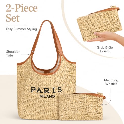 Bolso Tote de Paja para Playa para Mujer miniatura 7