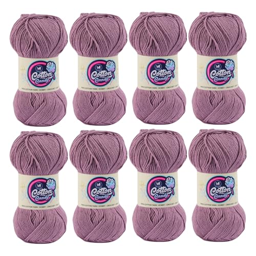 Image of NESTNHAVEN Cotton Candy 100% Cotton Yarn - (100g, 185 Meters) - Luxury Yarn for Crochet, Amigurumi, Embroidery, Toys, Garments, Flowers and Hobby, Projects. (Deep Purple) | (800 Gm)
