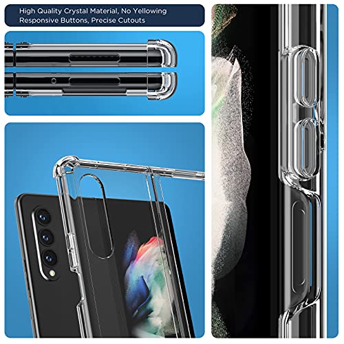 Makavo For Samsung Galaxy Z Fold 3 Case [Enhanced Corner Protection] Non-Yellowing Crystal Soft Tpu Bumper Shockproof Hard Clear Back Cover For Samsung Z Fold 3 5G 2021 #TOP6