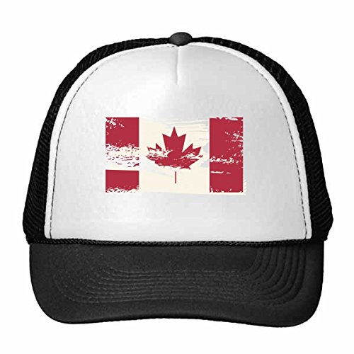 Gorra de béisbol con hoja de arce sombrero de malla de nylon ajustable negro y beige para adulto