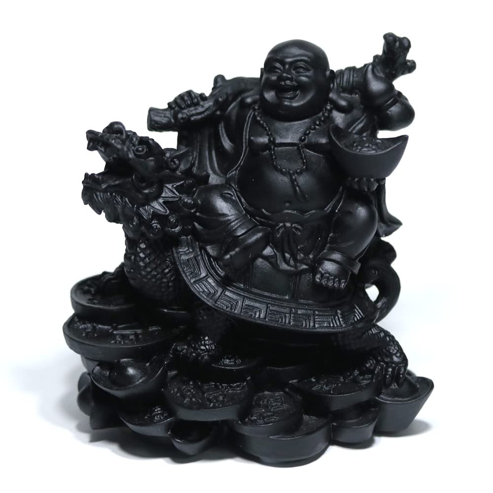 Amazon.co.jp: 【石流通センター】【彫刻置物】龍亀(ろんぐい)＆布袋 