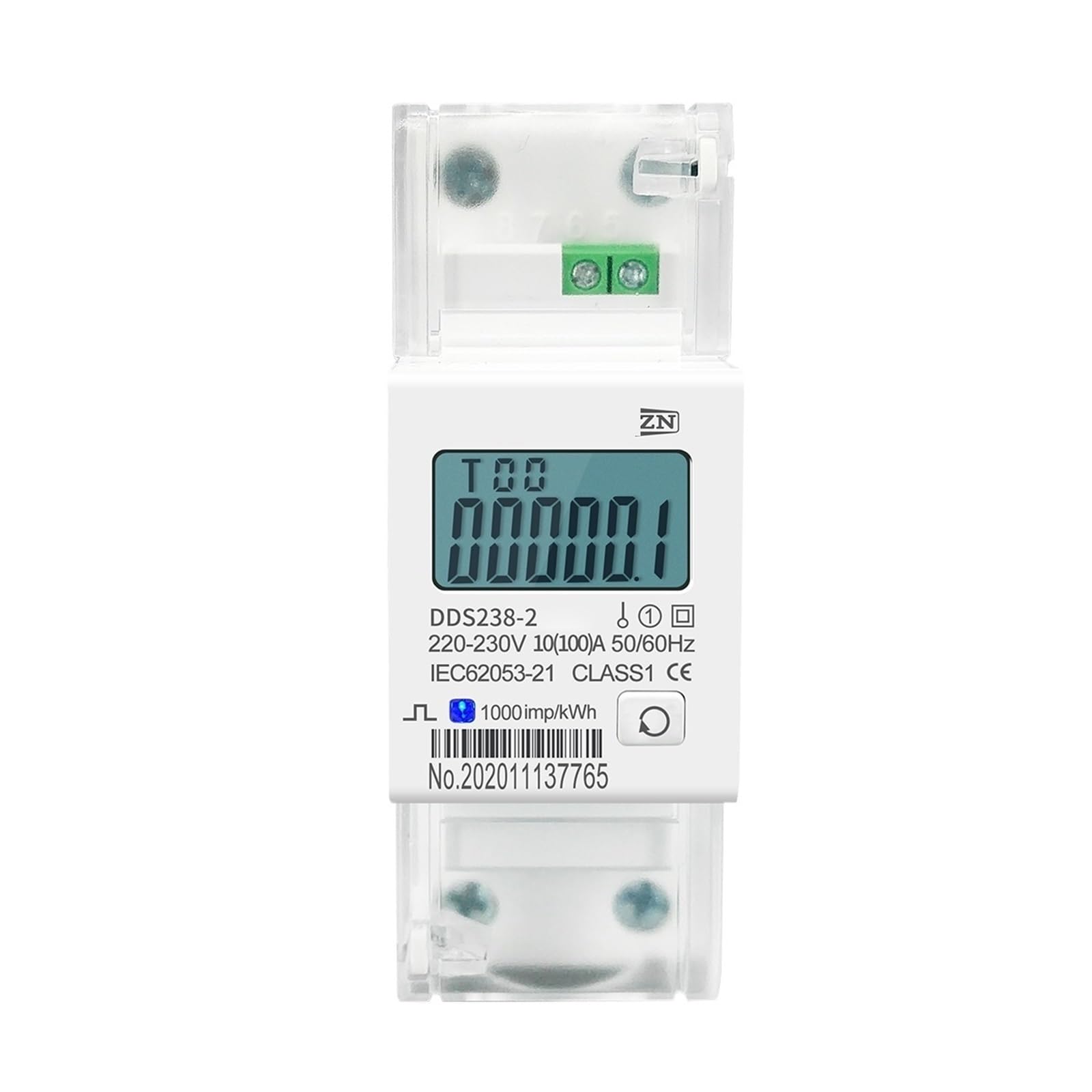 10(100) A 220V 230V 50HZ 60HZ 100A bi-Directional Single Phase Active Energy Import Export kwh Din Rail Watt Hour Energy Meter