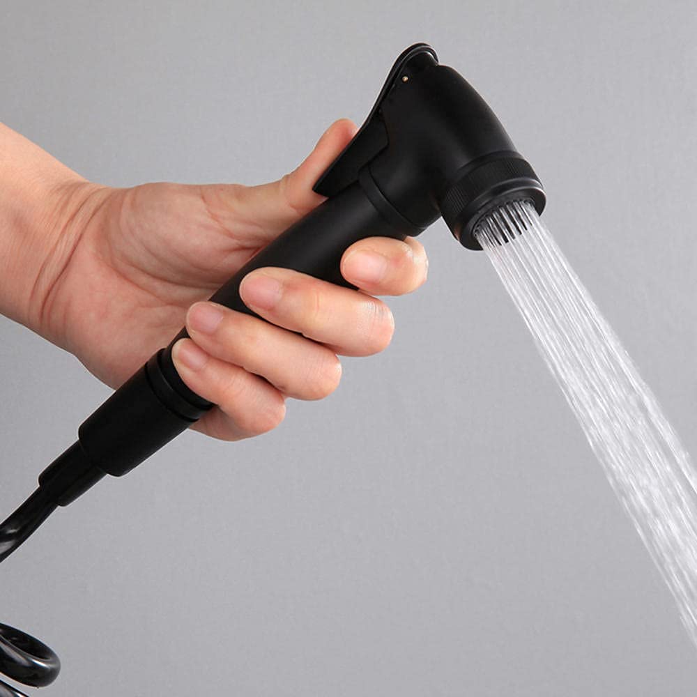 Set di spruzzatori per Bidet, spruzzatore Portatile Nero, Multifunzione, Caldo e Freddo, Maniglia pressurizzata, Kit per la Pulizia del Bagno, Doccia per WC o - B (A)