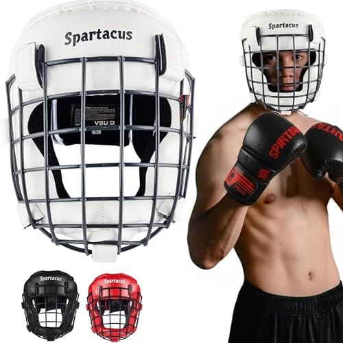 Capacete de boxe MMA Muay Thai, grade facial removível, equipamen...