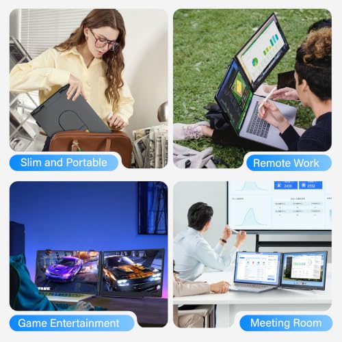Image of 14.2 inch Laptop Screen Extender, Ultra-Thin & Ultra-Portable Dual Portable Monitor with 1080P FHD IPS, USB-C /HDMI Plug-Play Second Monitor fit 13-17'' Laptops (Win /Mac /Chrome /Android)