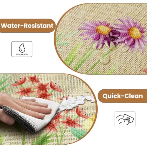 Floral Kitchen Mats 2 Piece Set, Anti Fatigue Water-Absorbent Floor Rugs - image 4