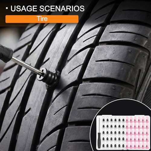 Image of 60 Pcs Tire Repair Rubber Nails,Vacuum Tirerepair Kits Spiral Rubber Screws,Fast Self-Service Tire Repair Tools Kits for Car Motorcycle Bike Truck,Tires Plug Kit (30 S+30 L)