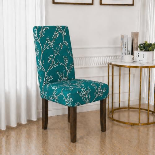 Image of Polycotton Printed Dining Table Cloth with Dining Chair Covers,Slipcovers (6 Seater Table Cover + 6 Chair Cover) (Green Tree)