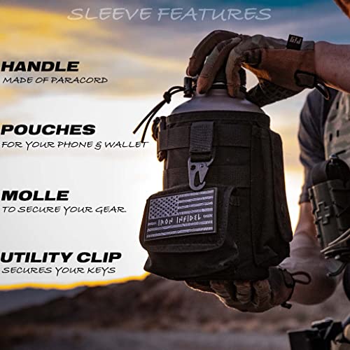 Iron Infidel The Original Battle Bottle - Half Gallon Insulated Water Bottle with Paracord Handle, Large 64 oz Stainless Steel Water Jug with Rugged, Removable Sleeve for Keys, Wallet & Phone 4 Iron Infidel The Original Battle Bottle - Half Gallon Insulated Water Bottle with Paracord Handle, Large 64 oz Stainless Steel Water Jug with Rugged, Removable Sleeve for Keys, Wallet & Phone - Image 3