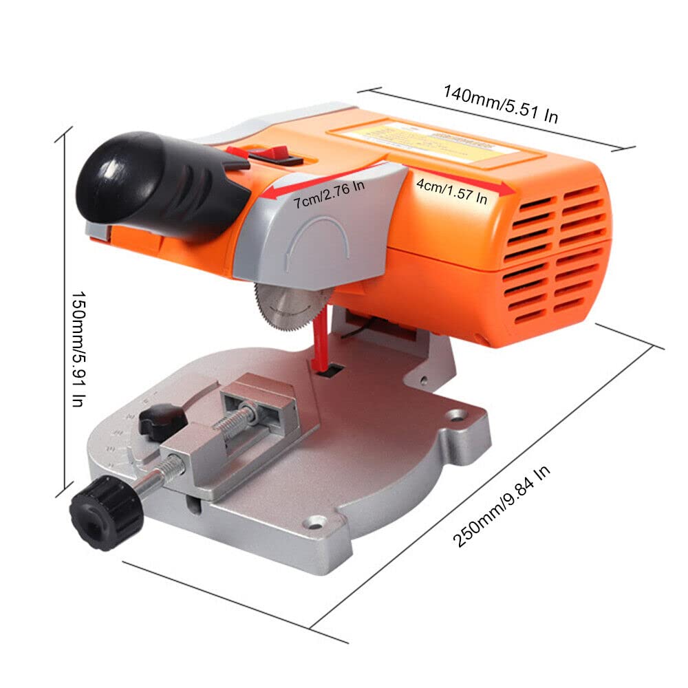 Mini Sega Troncatrice da Tavolo, 7800R/min, Acciaio, Ottone, Legno, 0-45°, Regolabile, per Legno, Zinco, Alluminio, ecc.