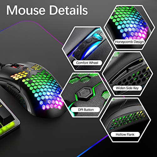 image for FELICON Lightweight Wired Gaming Mouse, 26 RGB Backlit Mice & 7 Button