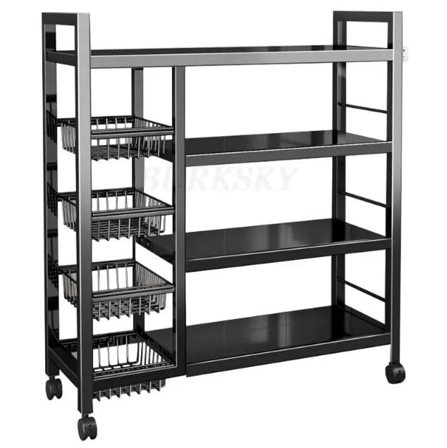 Image of Dratal Kitchen Moveable Storage Rack Multi-layer Vegetable Fruit Basket Adjustable Storage Shelf Microwave Oven Holder Microwave Shelf Metal Storage Rack Kitchen Rack Spice Rack Oven Storage Shelf