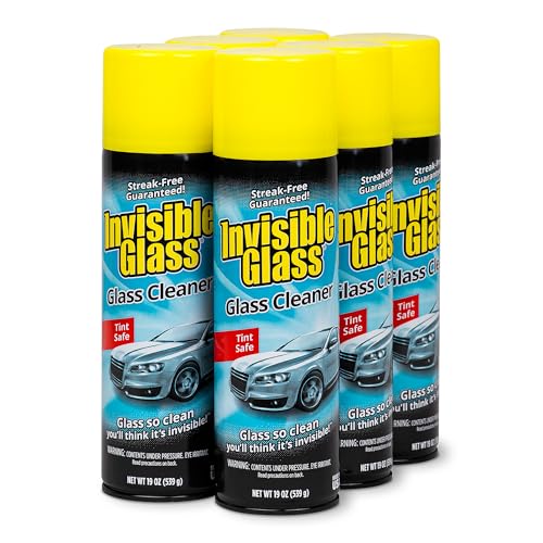 Invisible Glass 91164-6PK Premium Aerosol Glass Cleaner Spray for Car Windshields and Windows, Automotive and Home Window Cleaner, Streak-Free, Ammonia-Free, Tint-Safe – 19 oz (Pack of 6)