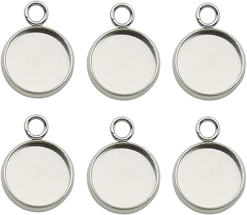 Miniatura 7 de Adabele - 50 unidades de acero inoxidable de grado 304 hipoalergénico con bisel de la taza, ajuste de enlace para cabujón redondo de 0.472 pulgadas,