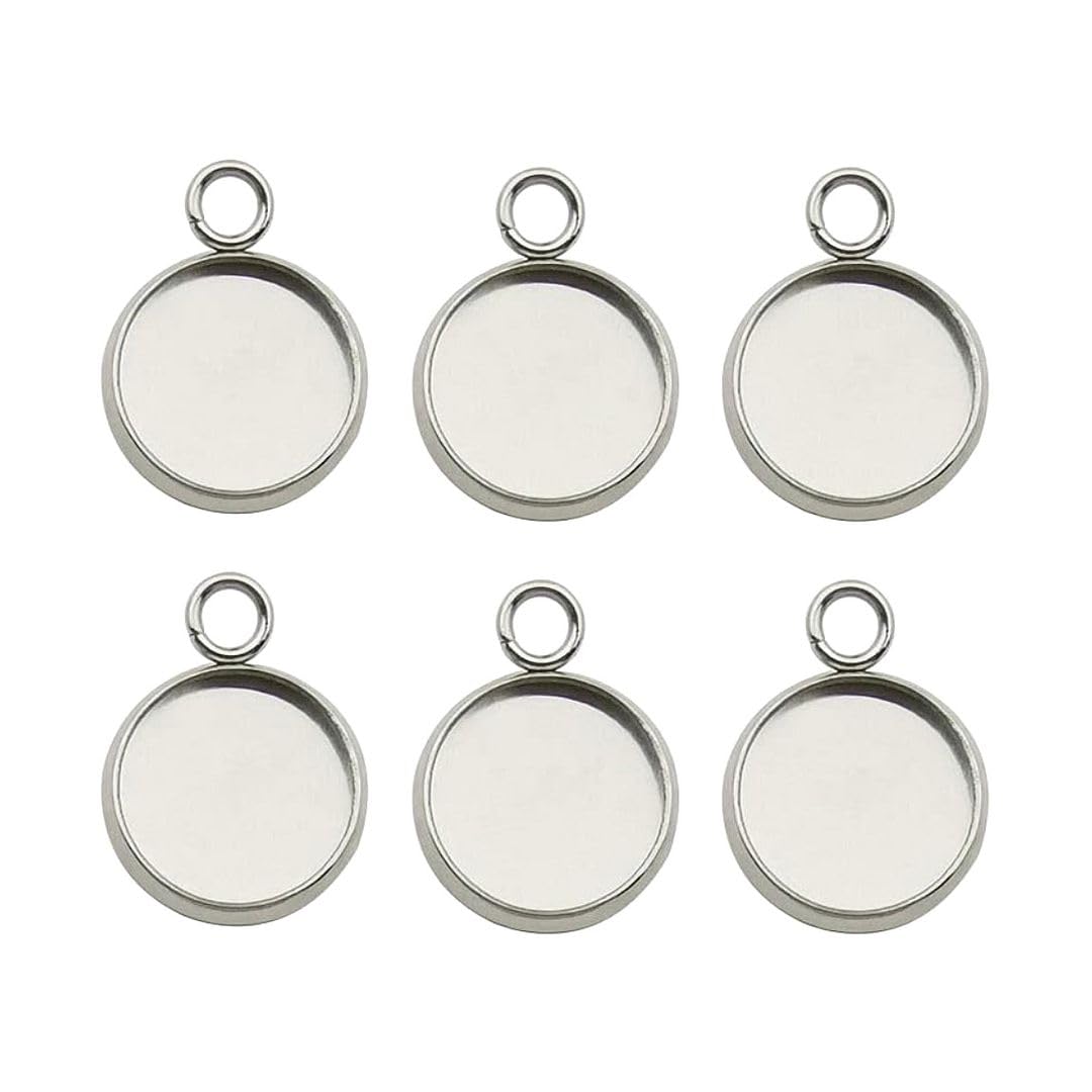 50pcs 304 Grade Stainless Steel Hypoallergenic Bezel Cup Frame Tray Setting for 8mm Round Cabochon Photo Cameo Resin Jewelry Making SJF49-8
