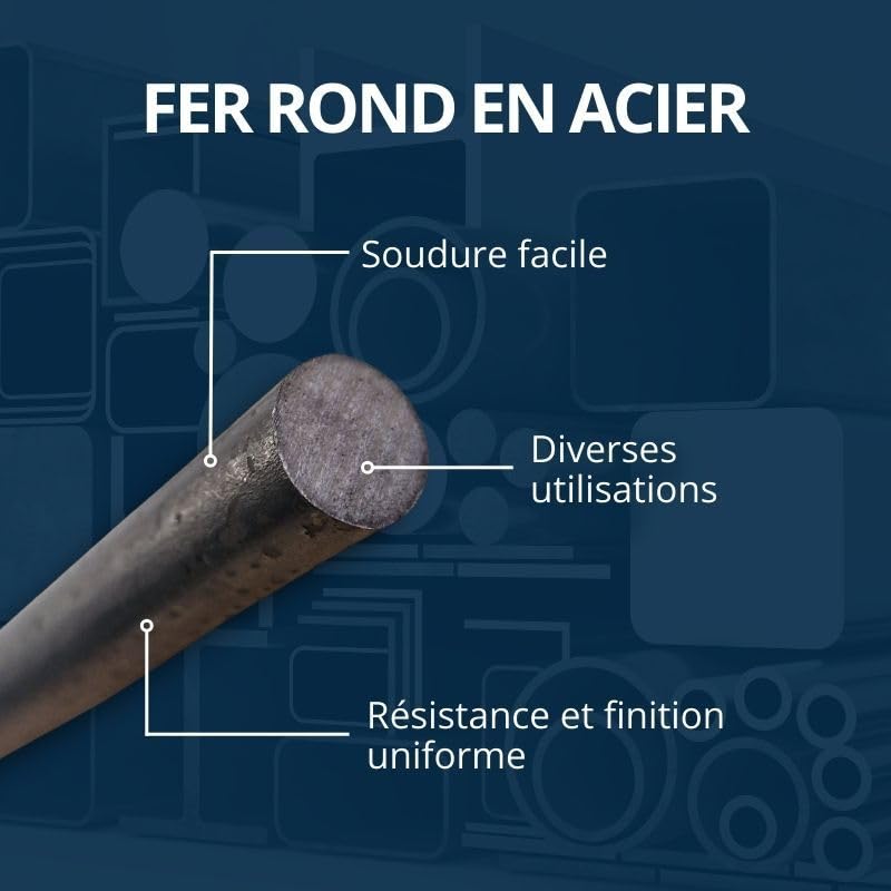 Rond plein laminé acier 30 mm Longueur - 2 metres