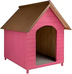 Casa Casinha De Cachorro em Madeira Pintada Extra Gigante N7 (Rosa)