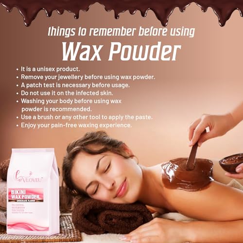 Image of VLOVEU - Bikini Wax Powder for Women - 5 Minutes Painless Herbal Wax Powder for Hair Removal|Easy to Use at Home, No Chemicals - No Irritation, Bikini Wax for Women and Girls (120g) (Chocolate)