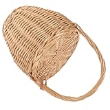 HOMOCONO Bolso de Mano de Mimbre Tapa, Bolso Portátil para Compras y Trabajo, Cesta Tejida para Uso Diario y Ocasiones Casuales Color Aleatorio