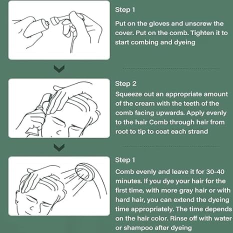 Miniatura 6 de Crema de teñido de frutas negras, tinte natural para el cabello, crema de teñido de frutas negras con peine, unisex (castaño marrón)