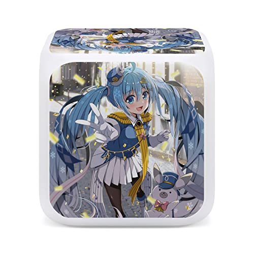 初音ミク 目覚まし時計 キャラクター 置き時計 デジタル 見やすい 卓上時計 小型 電池式 時間、日付、曜日、温度表示 プレゼントに最適