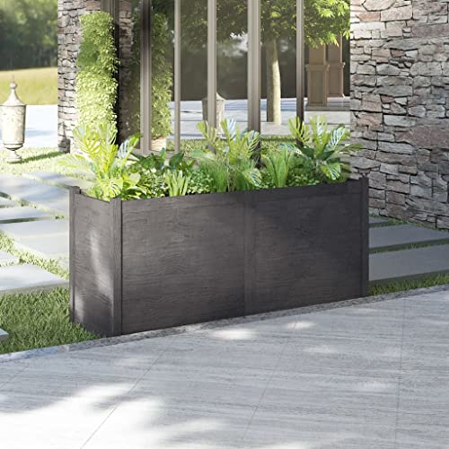 TALCUS Home & Garden – Jardinera con jardín (madera de pino maciza, 150 x 50 x 70 cm), color gris