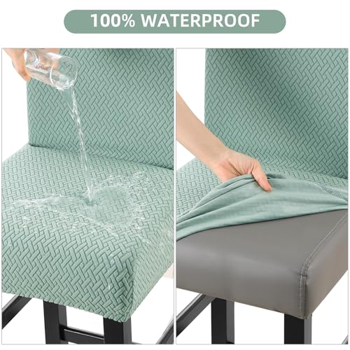 Image of YISUN Waterproof Bar Stool Covers, Stretch Pub Stool Chair Cover Removable Washable Counter Stool Covers Bar Stool Slipcovers for Kitchen, Pub, Dining Room (2 Pack, T-Green)
