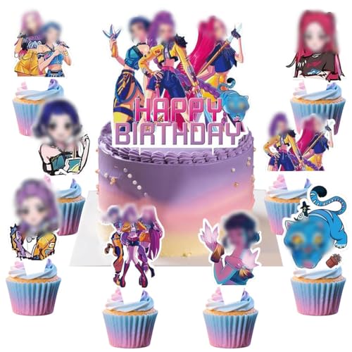 25 Pcs Decoration Gateau Anniversaire Huntrs, Décor de Fête de Cupcake pour Fille, Huntrs Cake Topper, Thème Décoration de Gâteau pour Anniversaire Enfants, Fêtes à Thème