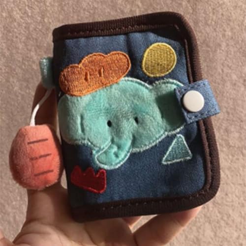 Small Wallet for Girl Kids Canvas Coin Bag Fashion Short Purse Lovely Cartoon Elephant3