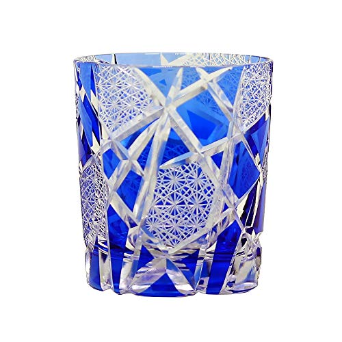 JINZHI Japanese Kiriko Hand Cut Glass Cup Whisky Cup Rocks Glasses Glass Tumbler