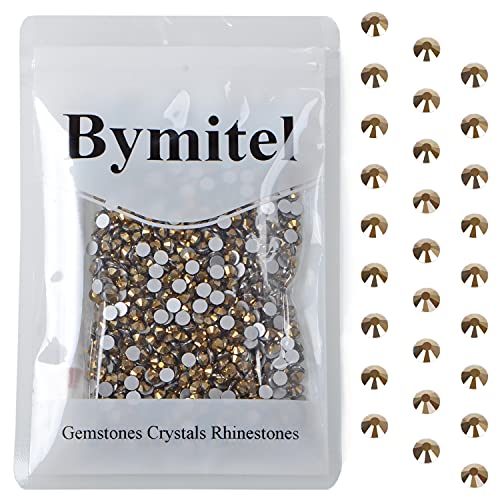 Image of 1440PCS Art Nail Rhinestones non Hotfix Glue Fix Round Crystals Glass Flatback for DIY Jewelry Making with one Picking Pen (ss20 1440pcs, Aurum)
