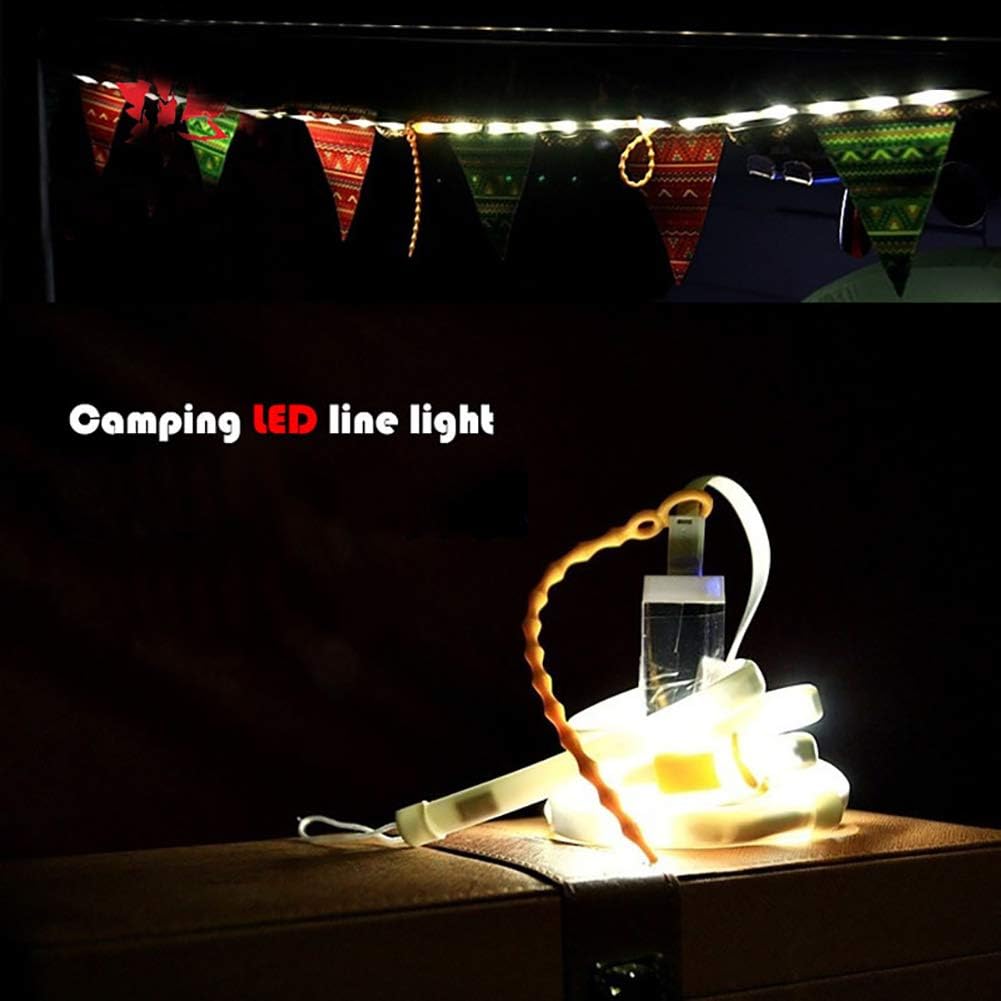 LED Rope Lights, USB Powered Portable Water Proof Camping Rope Lights with 180, Reusable Utility Ties and Storage Bag for Outdoor Hiking Emergency (White)