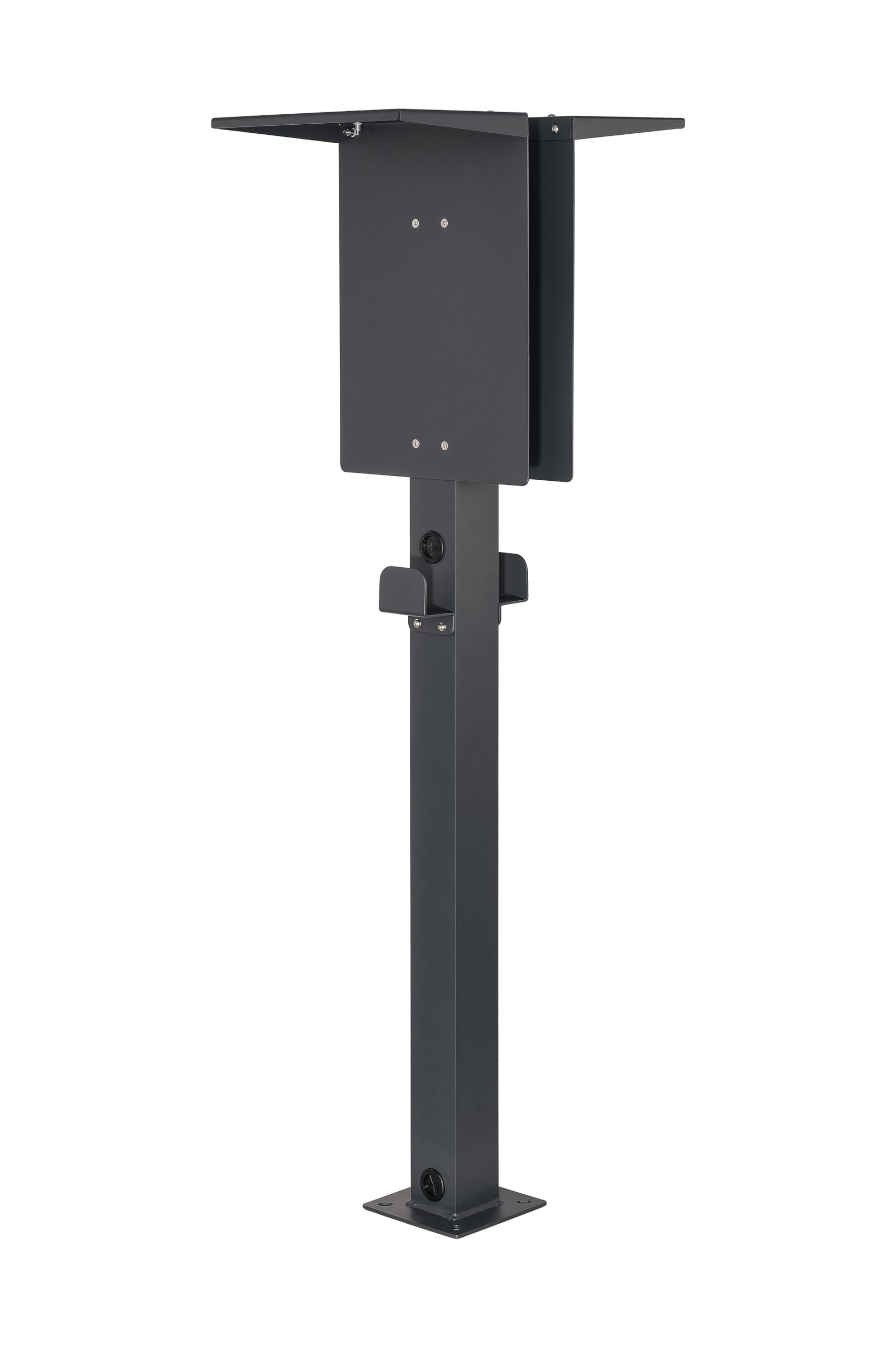 Wallbox Standfuß Doppel für 2 Ladestationen – Freistehende Standsäule aus Aluminium, Universell für Wallbox, Außenbereich geeignet (Doppel Standfuß mit Dach)