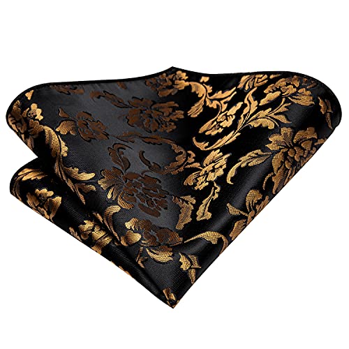 Image of Hi-Tie Mens Plaid Ties Classic Paisley Necktie with Handkerchief Cufflinks Set Business Stripe Tie