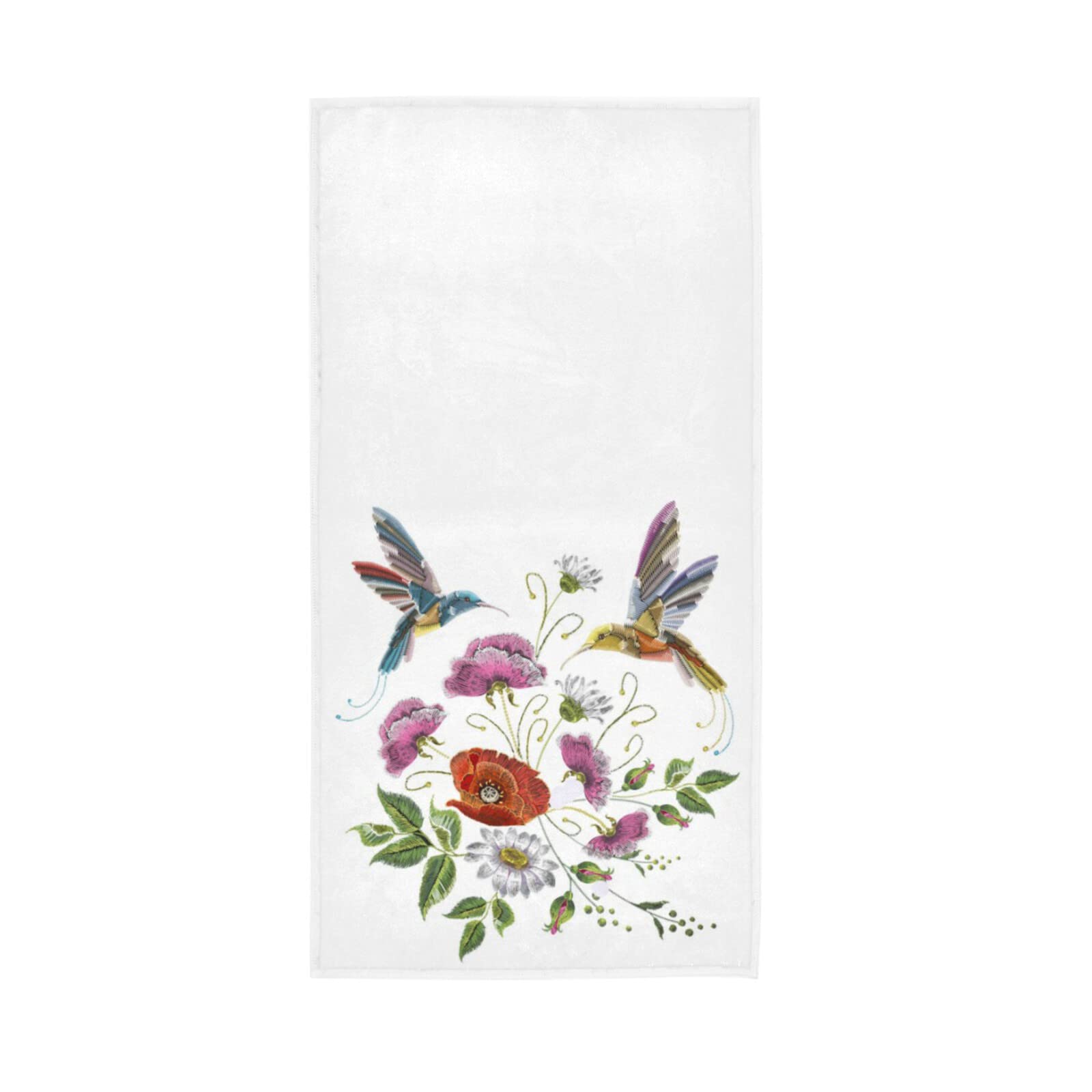 Hand Towels 15x30 Spring Flower Floral Hummingbird Leaf Bathroom Towels Soft Highly Absorbent Bath Towel