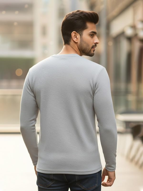 Image of CUBIQ Men's Cotton Blend Solid Slub T-Shirt