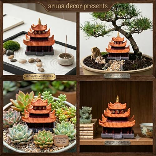 Image of Miniature Chinese Temple for Garden & Dollhouse Decor | Resin Feng Shui Pagoda Showpiece | Fairy Garden, Bonsai, Aquarium & Gifting Figurine