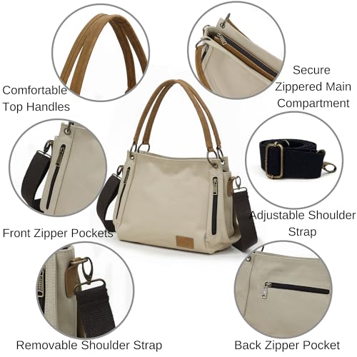 Cappadocia Vintage 3230 Phaselis Women's Black Canvas Shoulder and Handbag - Water Resistant, Multi-Pocket4