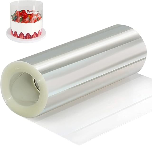 YQL Acetate Cake Collars, 6cm/10cm/15cm x 10m Clear Cake Sheets Transparent Acetate Roll for Cakes Chocolate Mousse Cake Crafting Decorating15cm